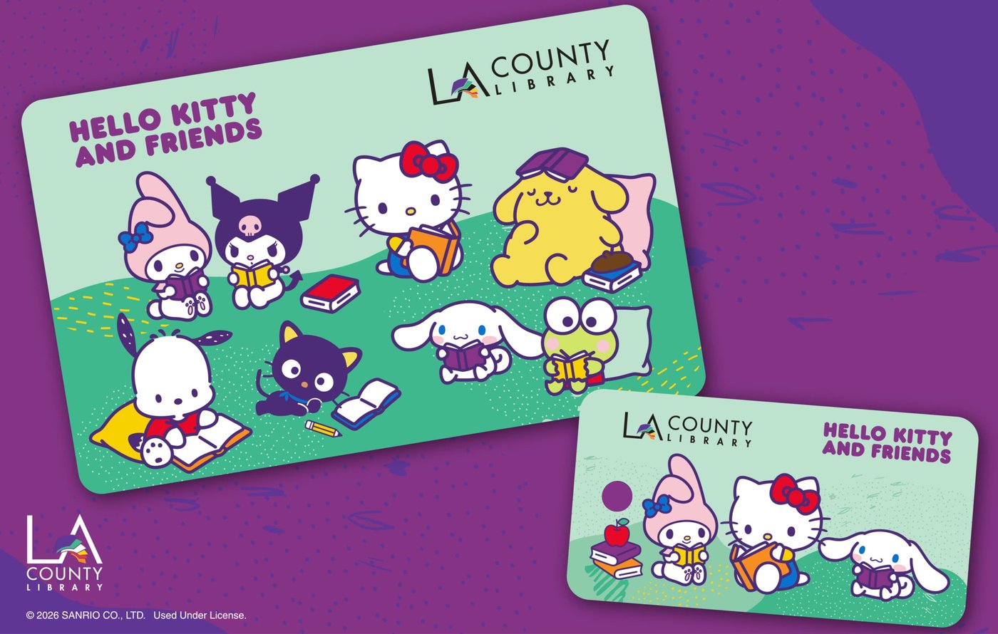 The limited-edition Hello Kitty and Friends LA County Library card.