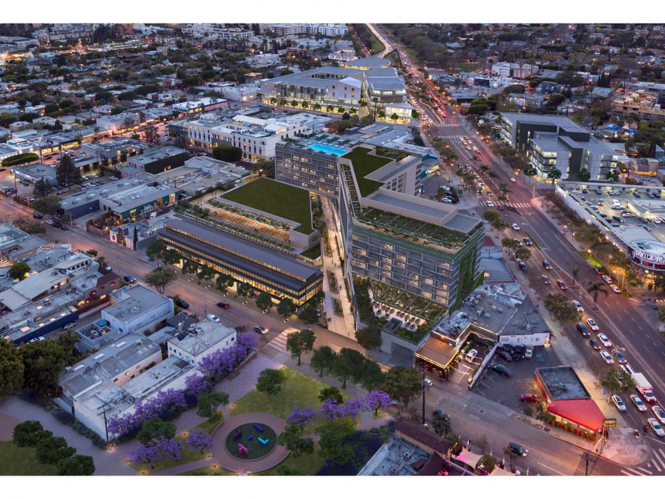 West Hollywood approves Robertson Row plan: four-building mixed-use complex, historic factory relocation, 98-ft digital billboard