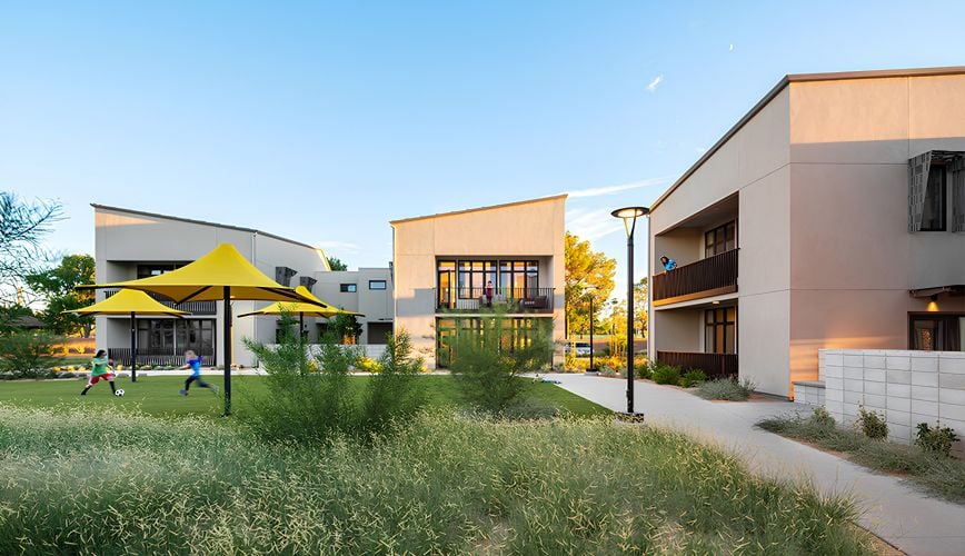Christian Bale opens Together California foster-care village in Palmdale, providing 12 homes for sibling groups