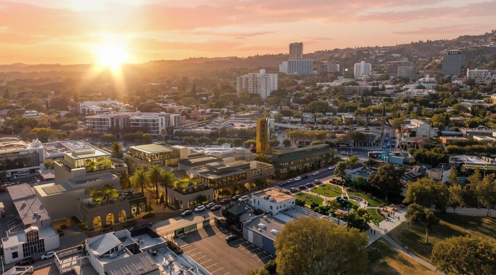 West Hollywood approves Robertson Row plan: four-building mixed-use complex, historic factory relocation, 98-ft digital billboard supporting image 7