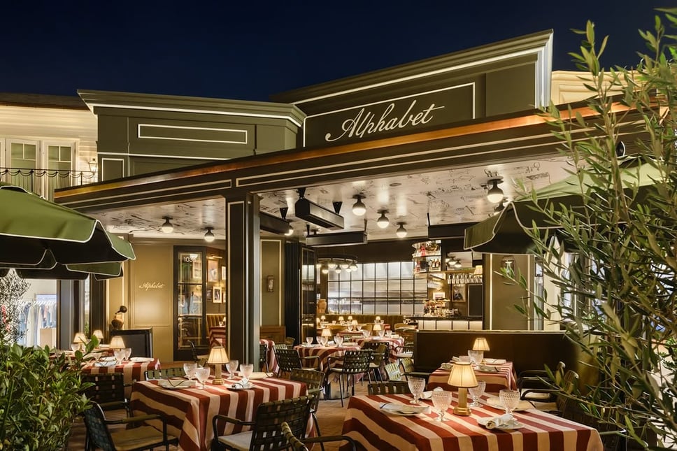 Alphabet Bar & Grill dining room and patio at Palisades Village
