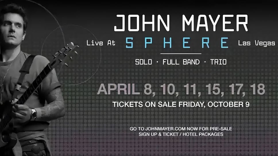 John Mayer announces six-date Sphere residency in Las Vegas, April 2027