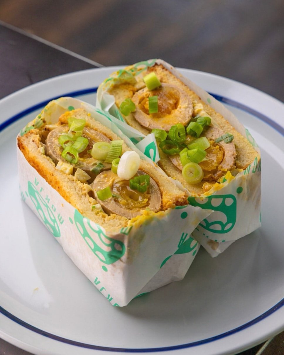 Two mayak egg sandwiches from Mokja in Highland Park