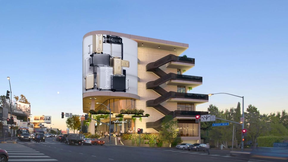Rendering of new office proposals, view looking east, in the City of West Hollywood