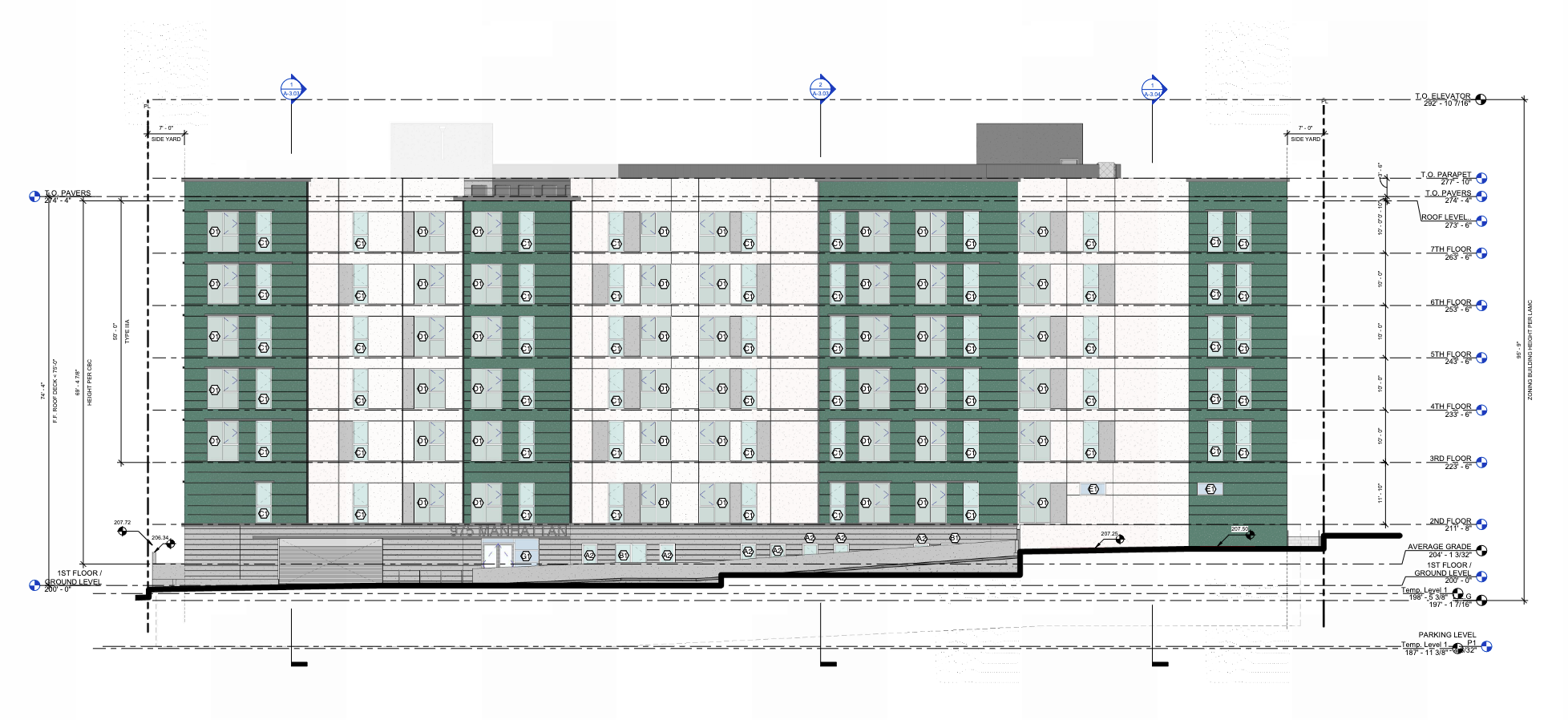 Front elevation from the July 2026 filing: DFH Architects