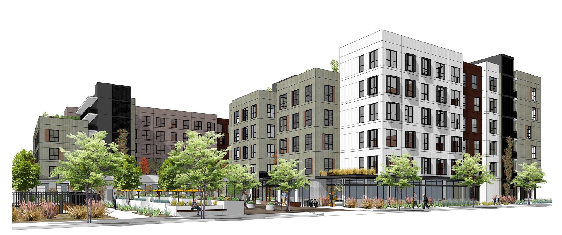Rendering of the approved 244-unit affordable senior housing development at 19300 West Sherman Way in Reseda.