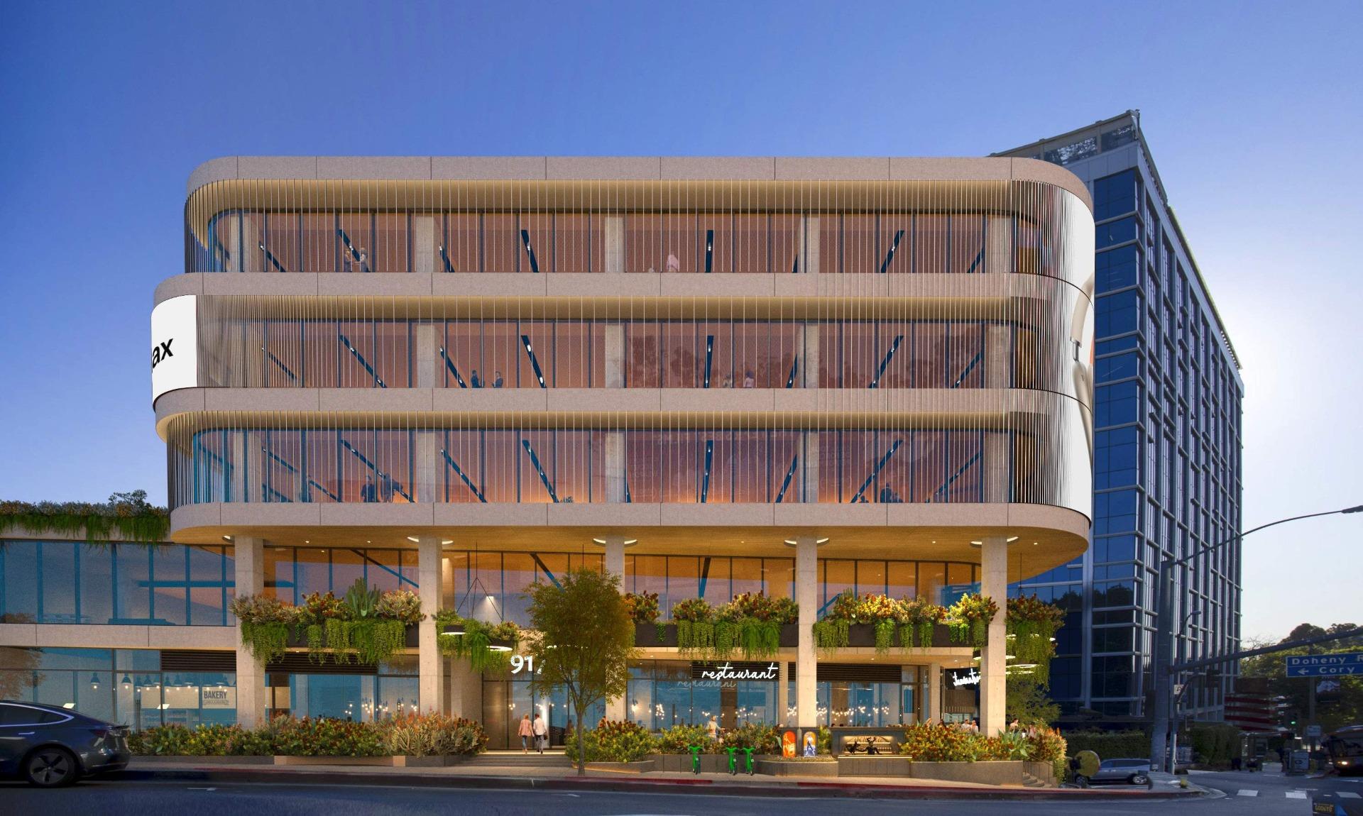 Rendering of new office proposals, view looking south, in the City of West Hollywood