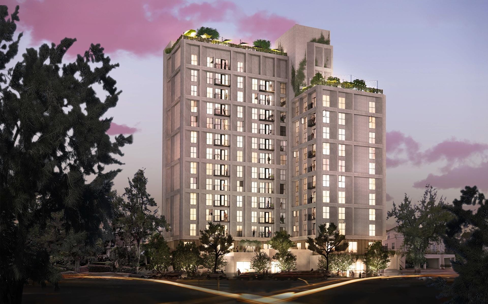 Architectural rendering of the proposed Strathmore Drive apartment tower.