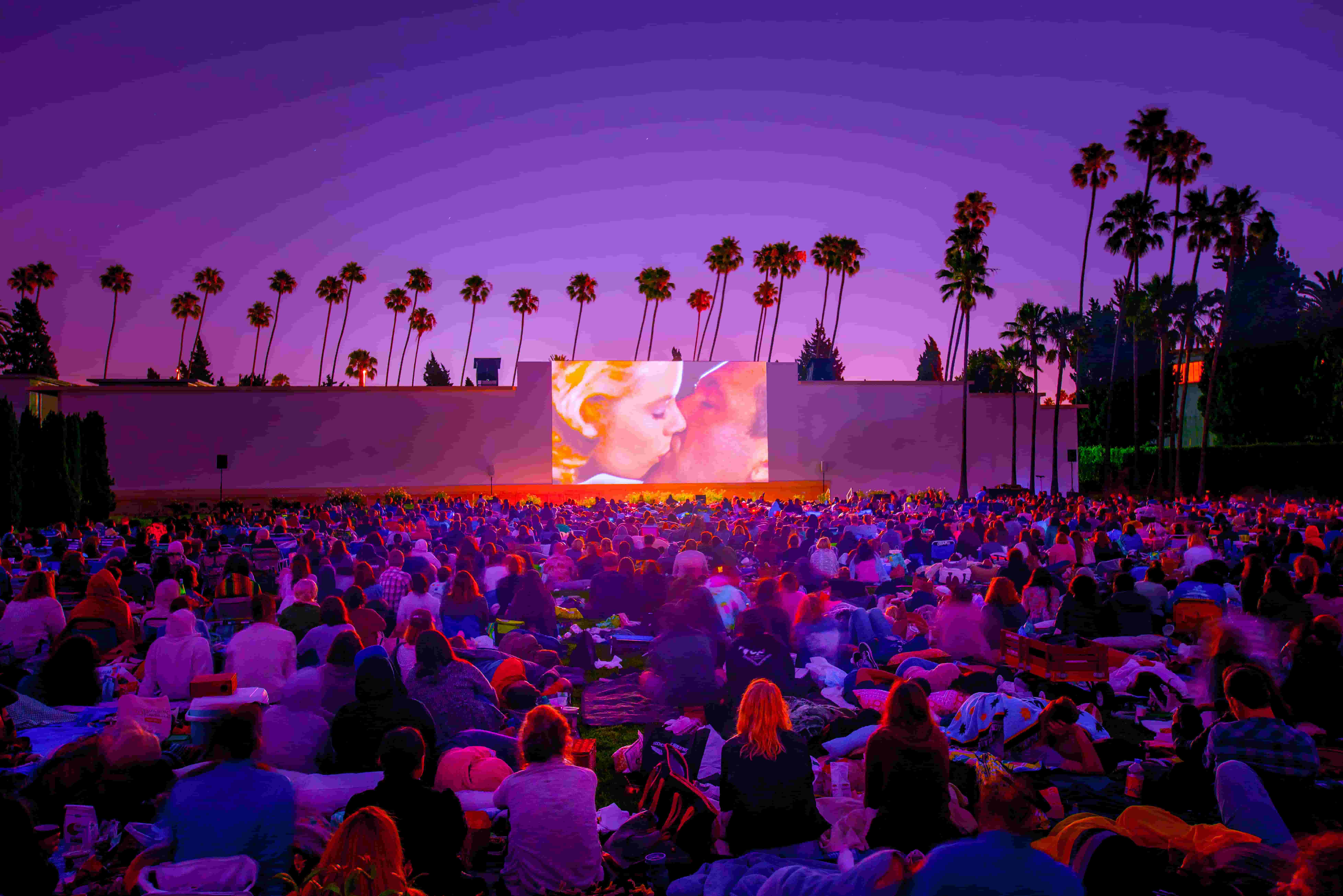Moviegoers at a Cinespia screening on the Fairbanks Lawn at Hollywood Forever Cemetery.